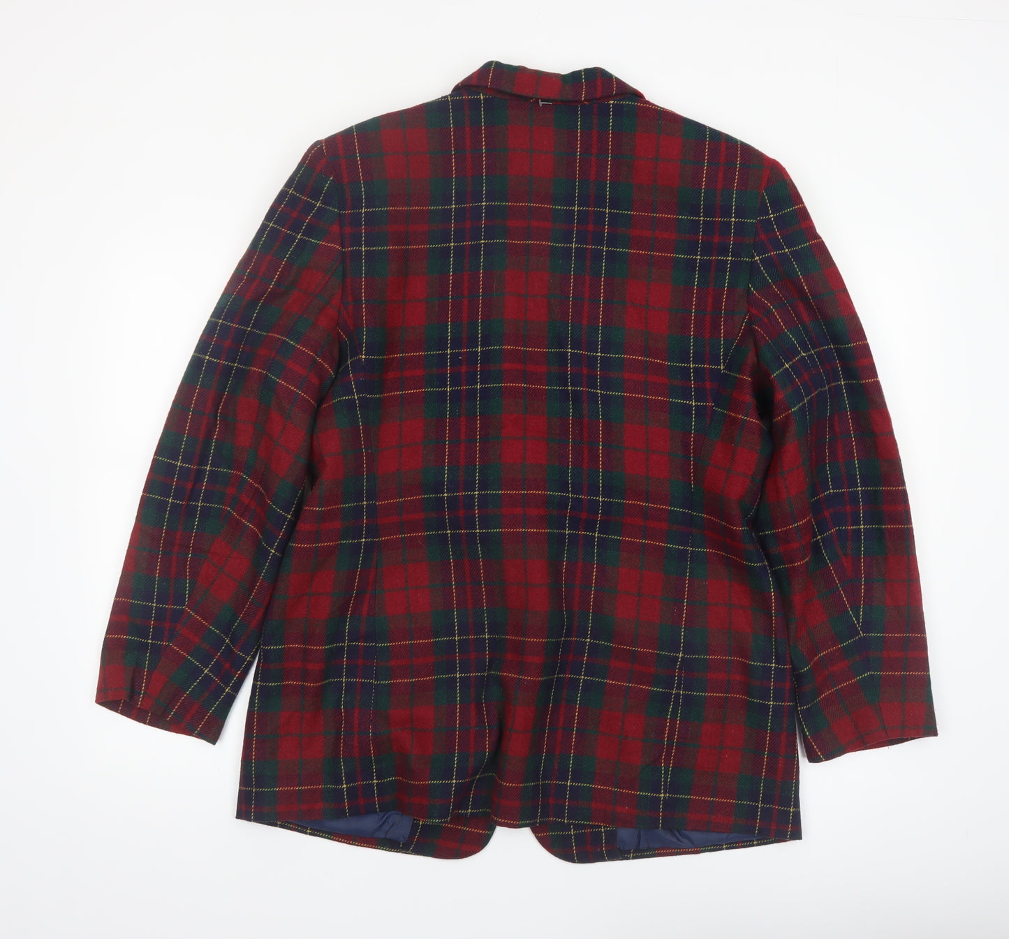 Requirements Women's Red Tartan Wool Blend Single-Breasted Blazer Size 12