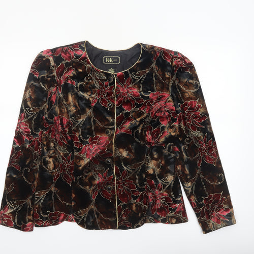 R&K Women’s Multicoloured Floral Velvet Blazer Jacket Size 12
