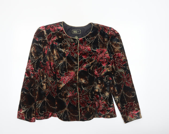 R&K Women’s Multicoloured Floral Velvet Blazer Jacket Size 12