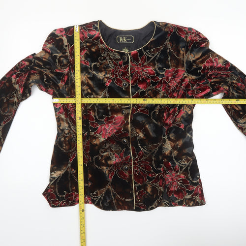 R&K Women’s Multicoloured Floral Velvet Blazer Jacket Size 12