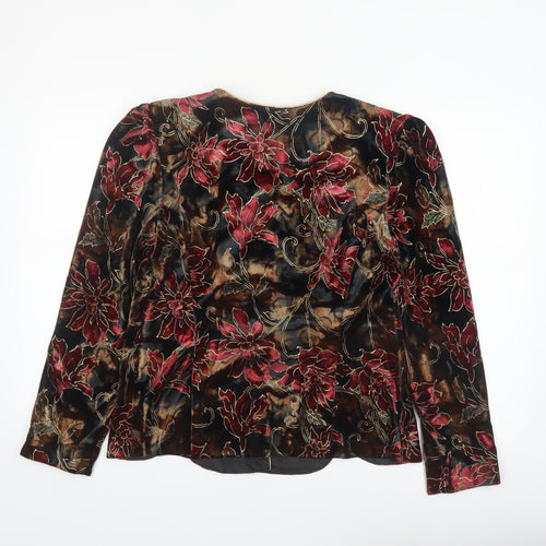 R&K Women’s Multicoloured Floral Velvet Blazer Jacket Size 12