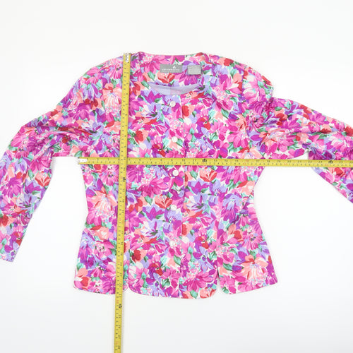 Liz Claiborne Women Pink Floral Button-Up Blouse Petite Size 10