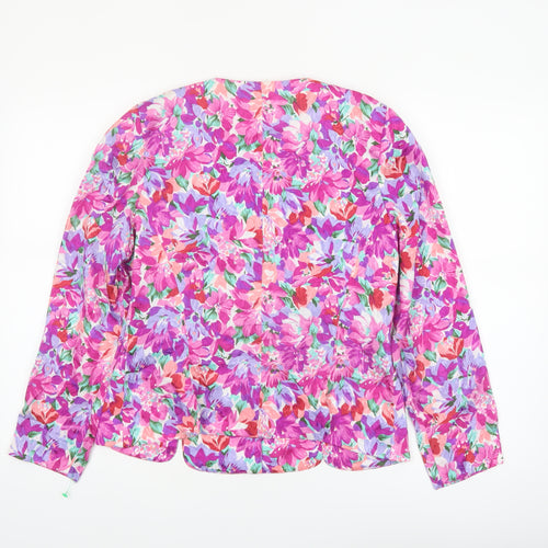 Liz Claiborne Women Pink Floral Button-Up Blouse Petite Size 10