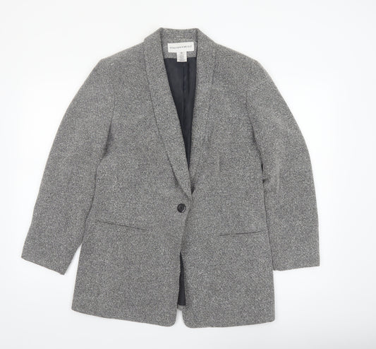 Jones New York Suit Women Grey Single-Breasted Blazer Size 10 Wool-Look