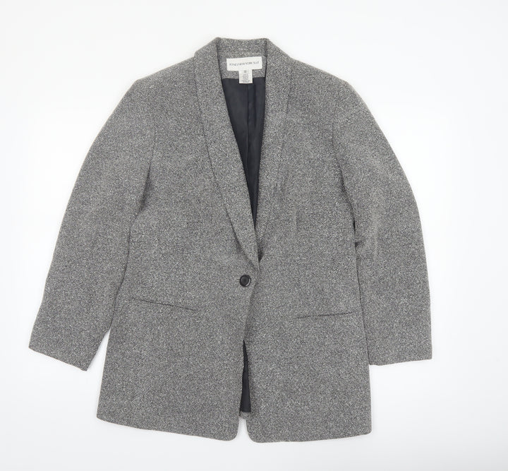 Jones New York Suit Women Grey Single-Breasted Blazer Size 10 Wool-Look