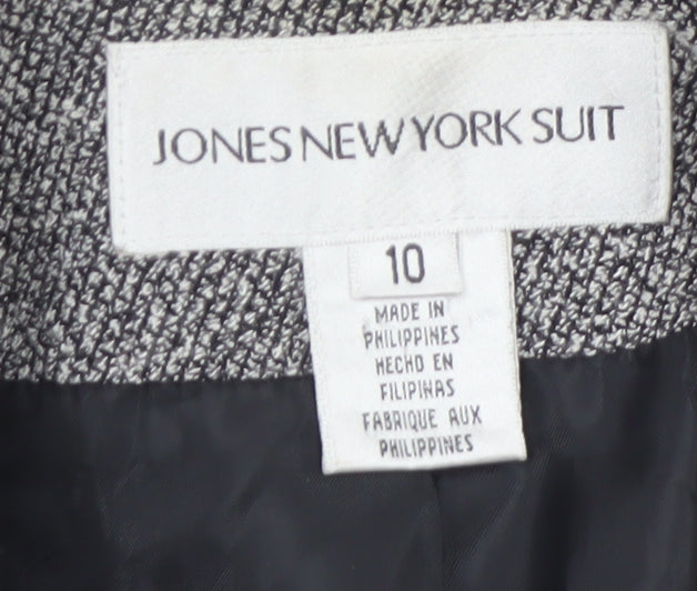 Jones New York Suit Women Grey Single-Breasted Blazer Size 10 Wool-Look