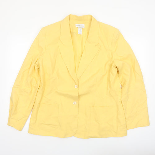 Chadwick's Women Yellow Linen Cotton Blazer Jacket Size 16