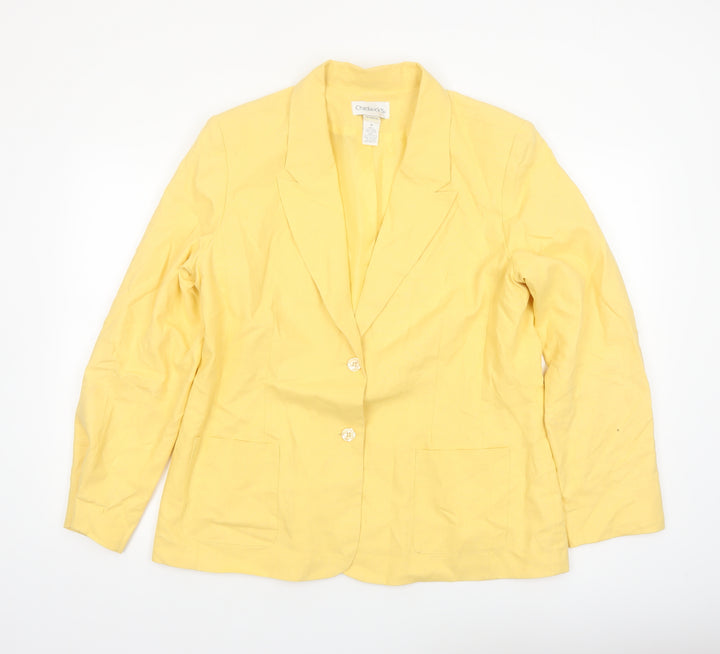 Chadwick's Women Yellow Linen Cotton Blazer Jacket Size 16
