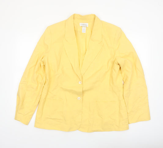 Chadwick's Women Yellow Linen Cotton Blazer Jacket Size 16