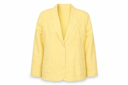 Front view of Chadwick's Women Yellow Linen Cotton Blazer Jacket, size 16