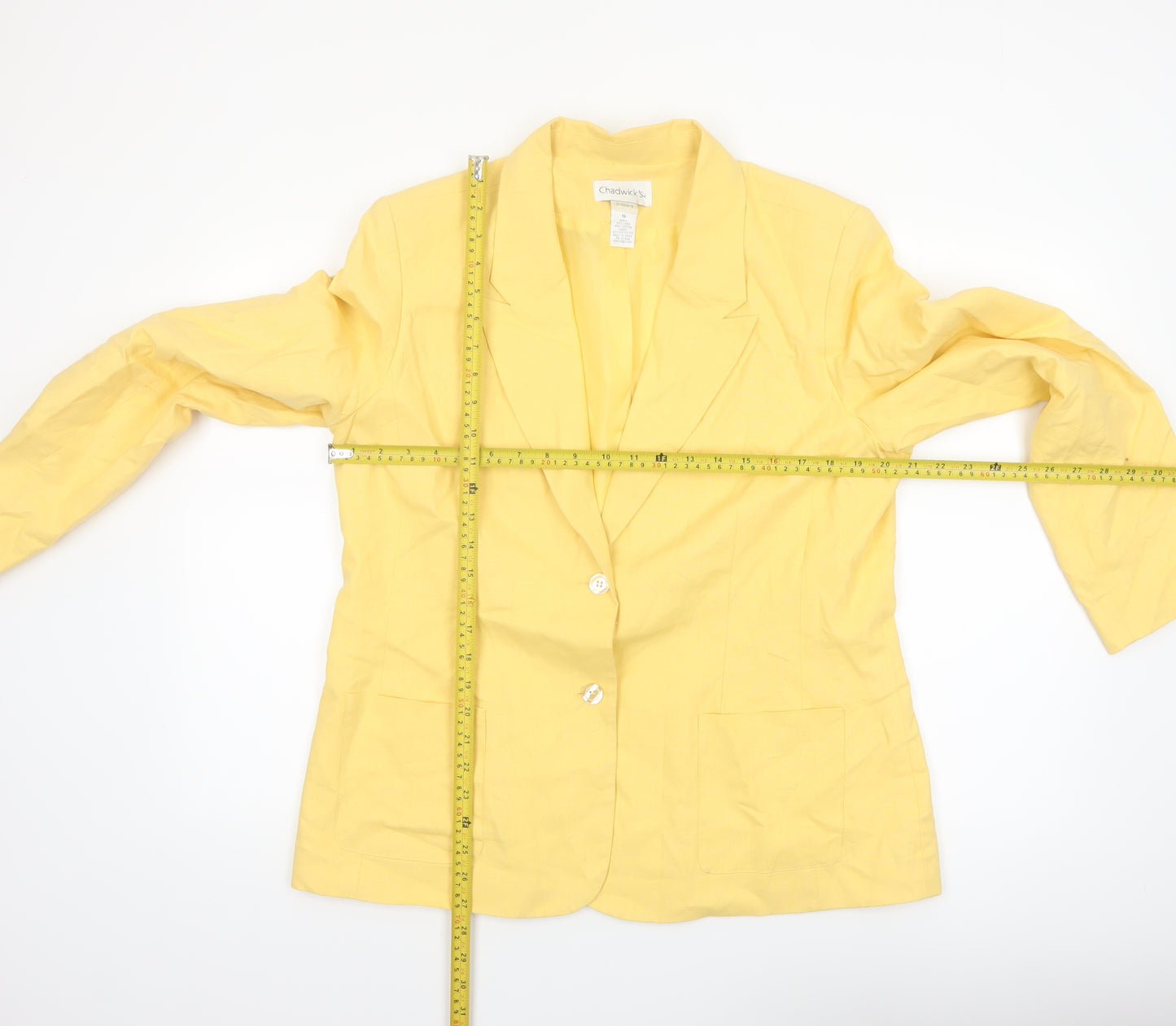Chadwick's Women Yellow Linen Cotton Blazer Jacket Size 16