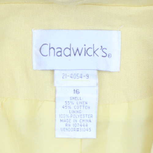 Chadwick's Women Yellow Linen Cotton Blazer Jacket Size 16