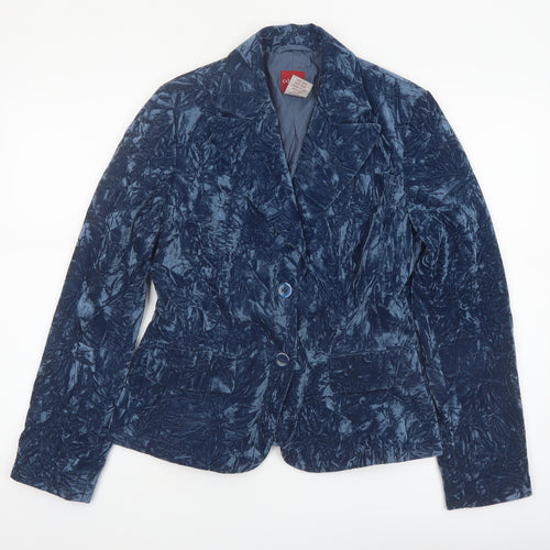 Olsen Women Blue Velvet Look Single Breasted Blazer Size 12