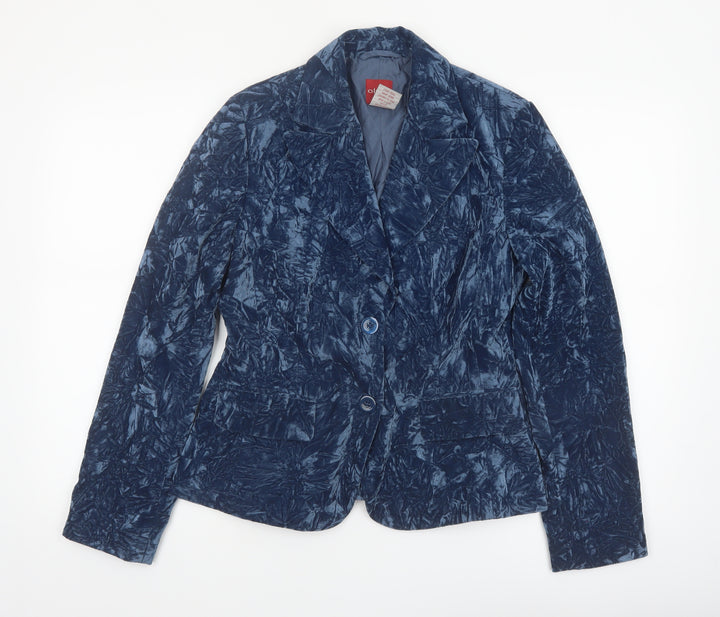 Olsen Women Blue Velvet Look Single Breasted Blazer Size 12