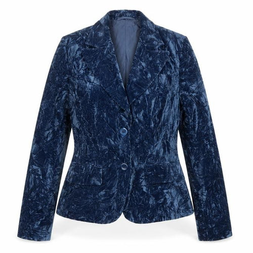 Olsen Women Blue Velvet Look Single Breasted Blazer Size 12