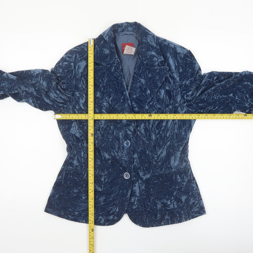 Olsen Women Blue Velvet Look Single Breasted Blazer Size 12
