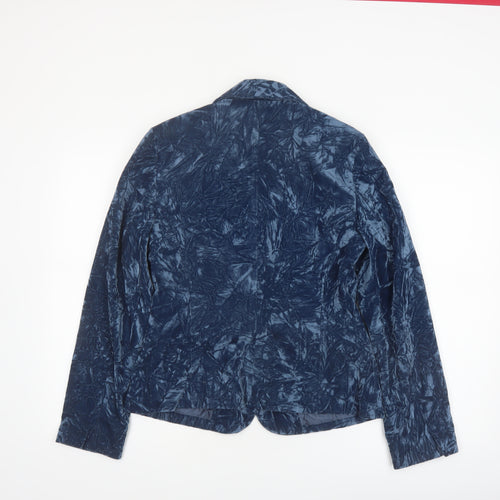 Olsen Women Blue Velvet Look Single Breasted Blazer Size 12