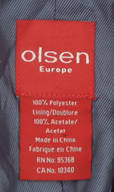Olsen Women Blue Velvet Look Single Breasted Blazer Size 12