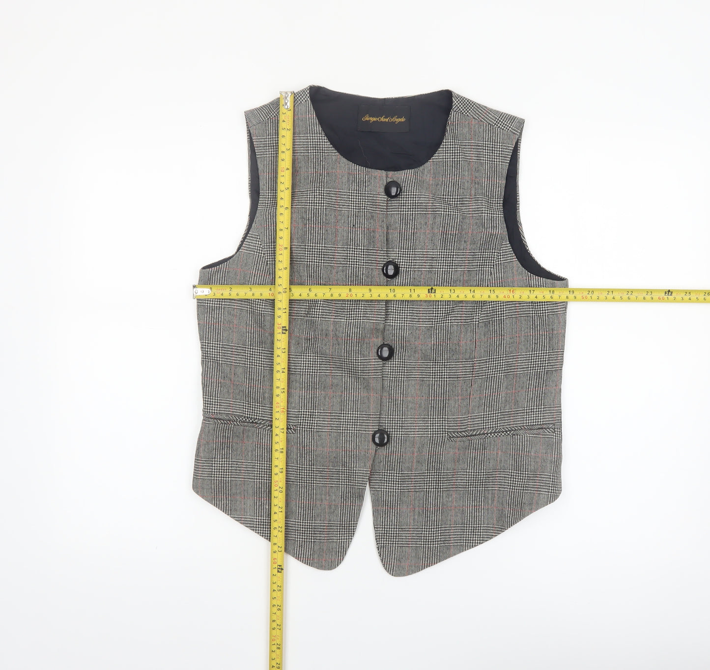 Giorgio Sant' Angelo Women's Grey Check Suit Waistcoat M Classic Fit