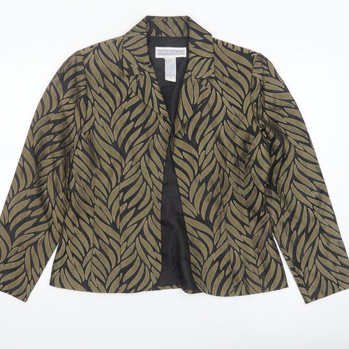 Jessica Howard Women's Black Gold Patterned Blazer Size 10 Classic Fit