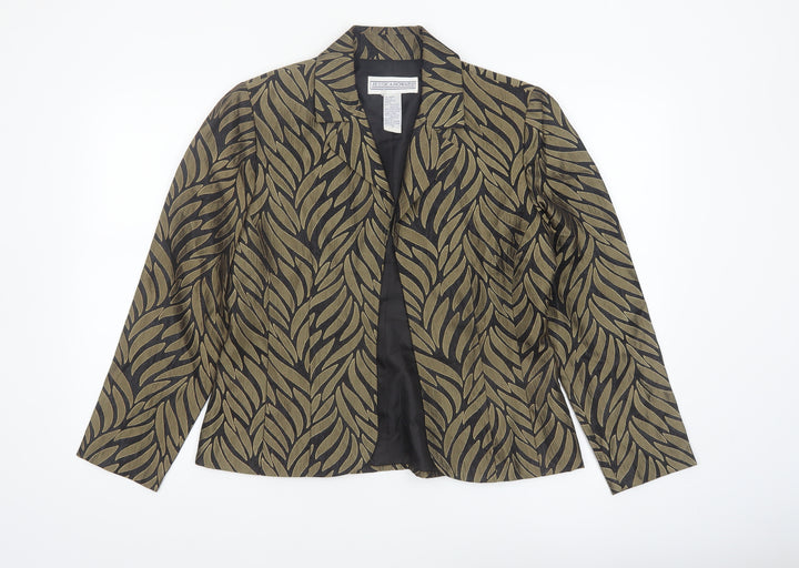 Jessica Howard Women's Black Gold Patterned Blazer Size 10 Classic Fit