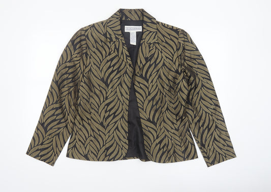 Jessica Howard Women's Black Gold Patterned Blazer Size 10 Classic Fit