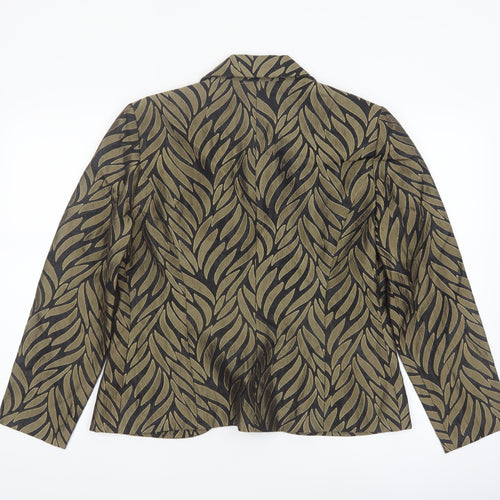 Jessica Howard Women's Black Gold Patterned Blazer Size 10 Classic Fit