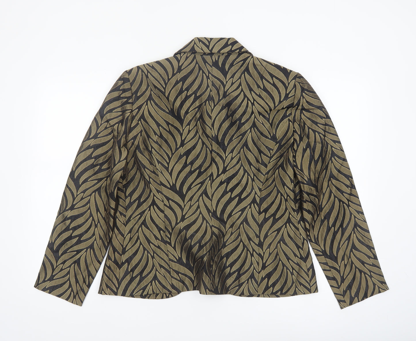 Jessica Howard Women's Black Gold Patterned Blazer Size 10 Classic Fit