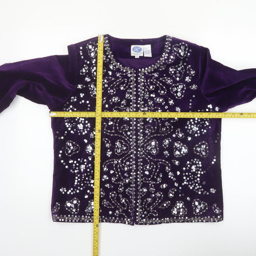 Diane Gilman Women's Purple Velvet Beaded Jacket Size L Party Wear