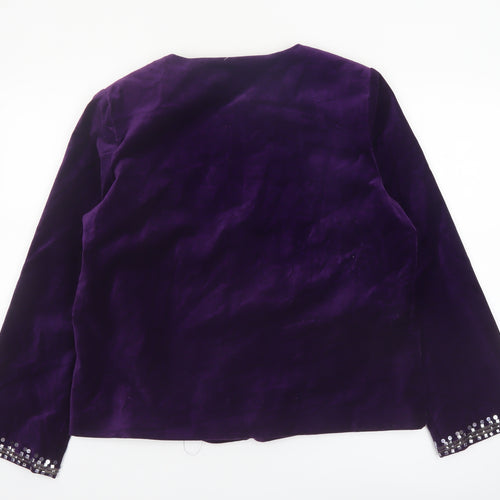 Diane Gilman Women's Purple Velvet Beaded Jacket Size L Party Wear
