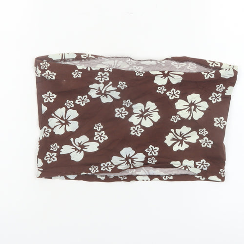 H&M Divided Women’s Brown Floral Strapless Camisole Top Size 12