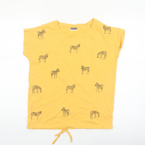 Beloved Women’s Yellow Zebra Print Cotton T-Shirt Size L