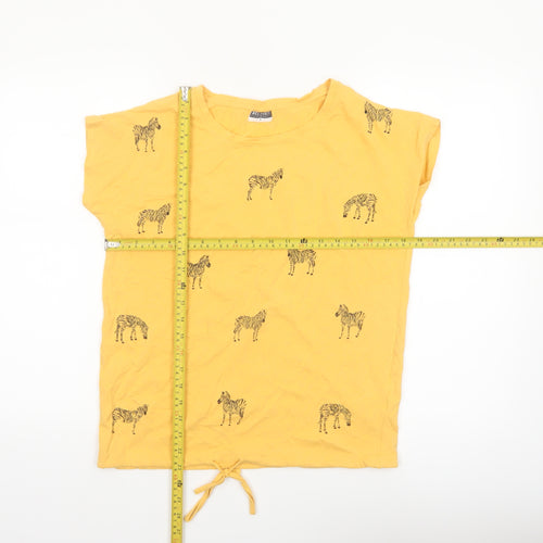 Beloved Women’s Yellow Zebra Print Cotton T-Shirt Size L