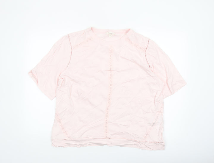 Marks and Spencer Per Una Women's Pink Cotton Short Sleeve Blouse Size 16
