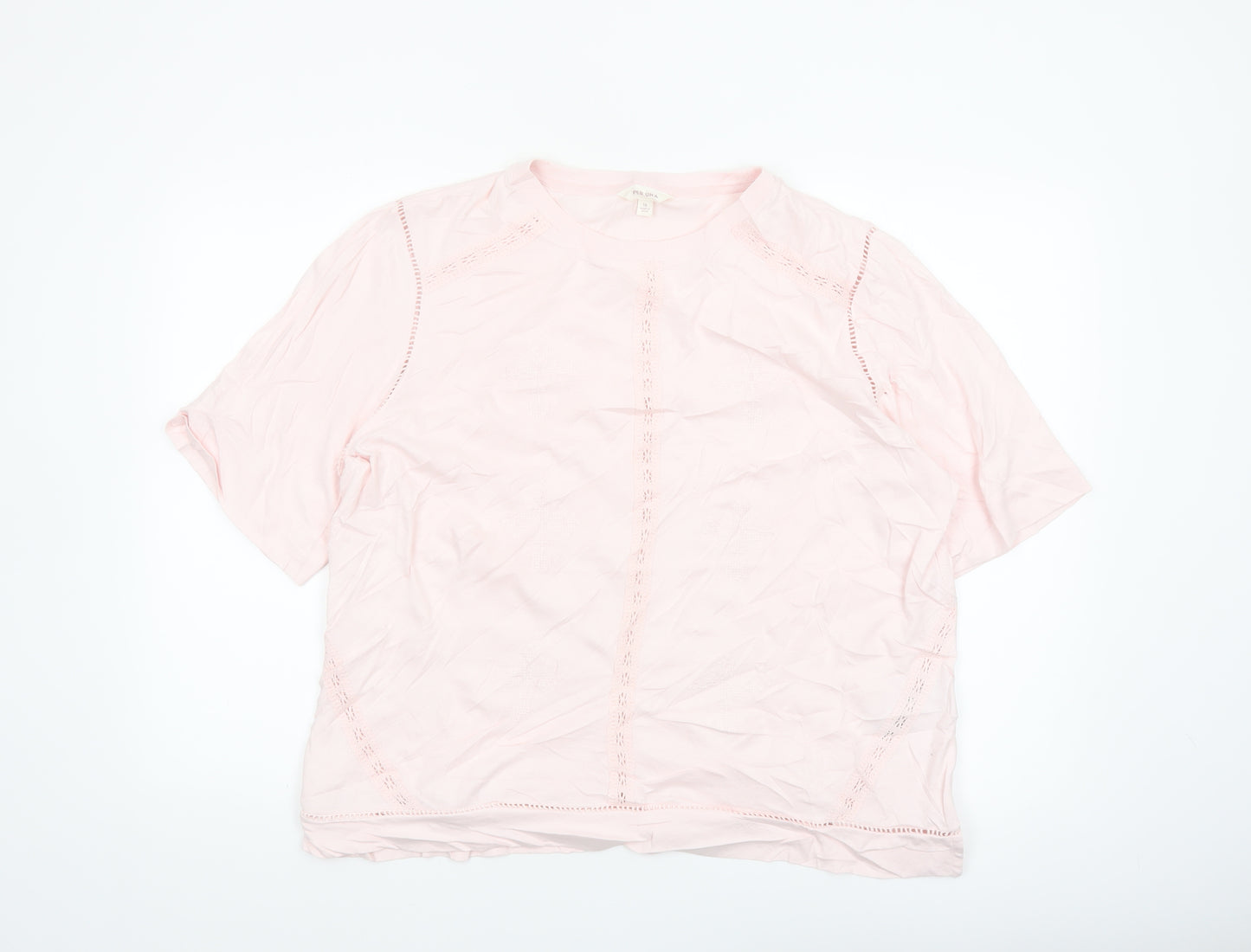 Marks and Spencer Per Una Women's Pink Cotton Short Sleeve Blouse Size 16