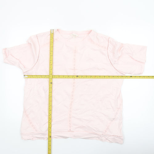Marks and Spencer Per Una Women's Pink Cotton Short Sleeve Blouse Size 16