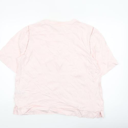 Marks and Spencer Per Una Women's Pink Cotton Short Sleeve Blouse Size 16