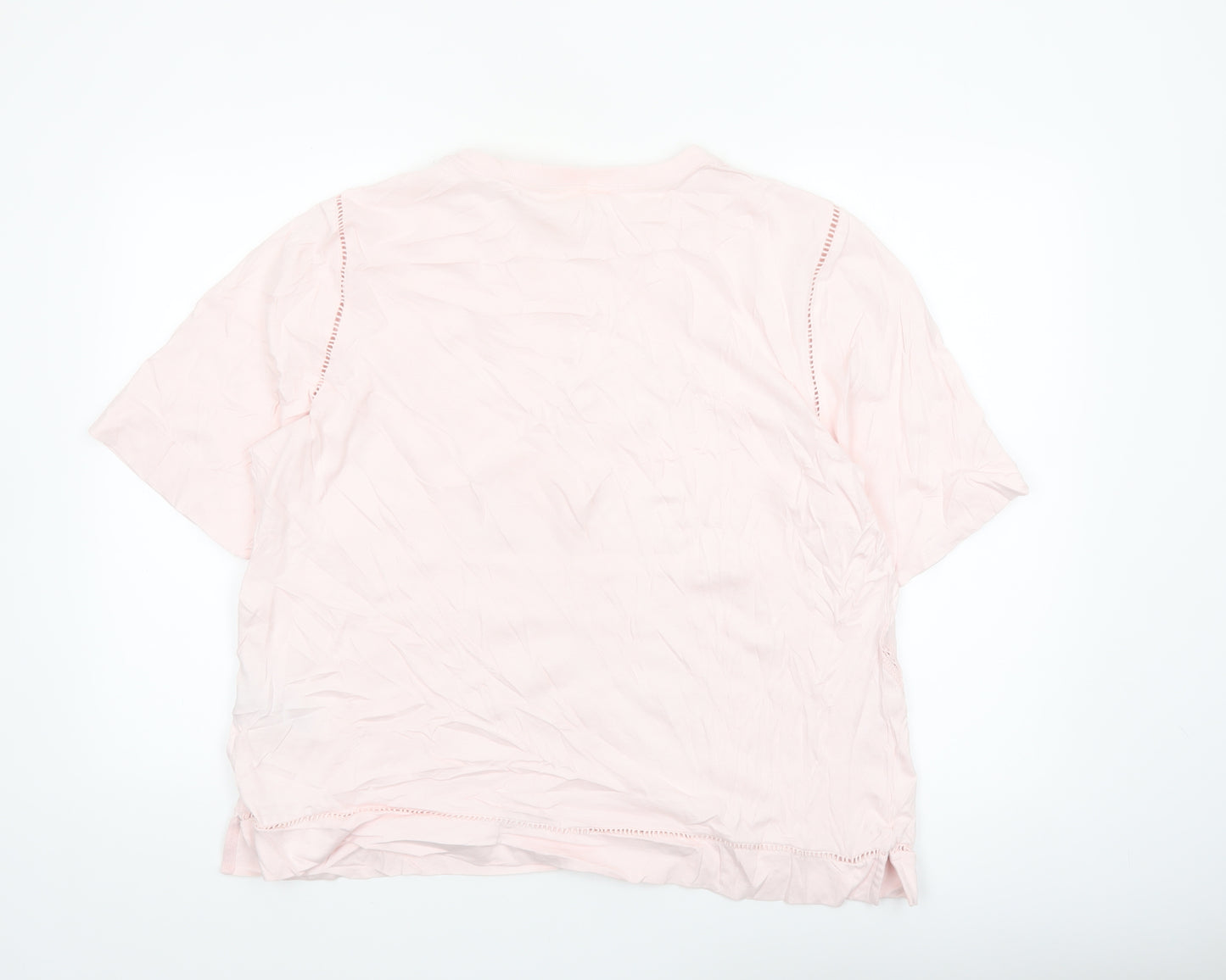 Marks and Spencer Per Una Women's Pink Cotton Short Sleeve Blouse Size 16