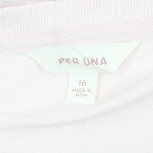 Marks and Spencer Per Una Women's Pink Cotton Short Sleeve Blouse Size 16