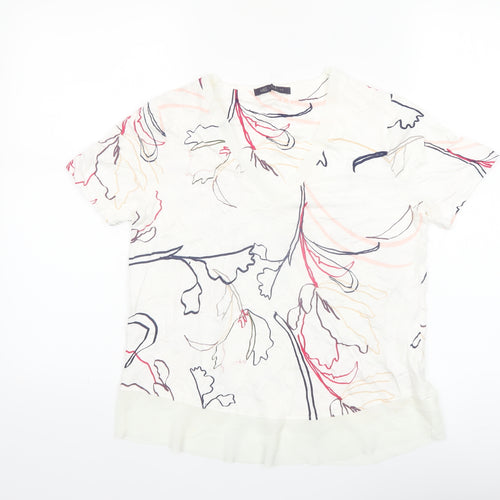 Marks and Spencer Womens Floral V-Neck Blouse UK 8 Short Sleeve Top