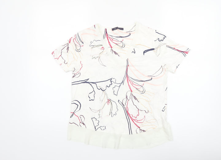 Marks and Spencer Womens Floral V-Neck Blouse UK 8 Short Sleeve Top