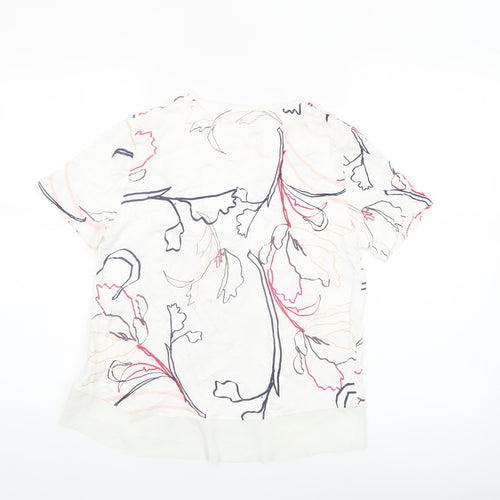 Marks and Spencer Womens Floral V-Neck Blouse UK 8 Short Sleeve Top