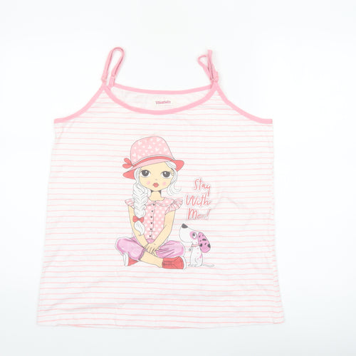 Turquesa Women Pink Striped Cami Nightshirt Cotton L