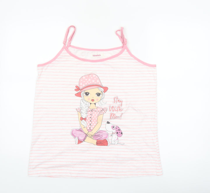 Turquesa Women Pink Striped Cami Nightshirt Cotton L