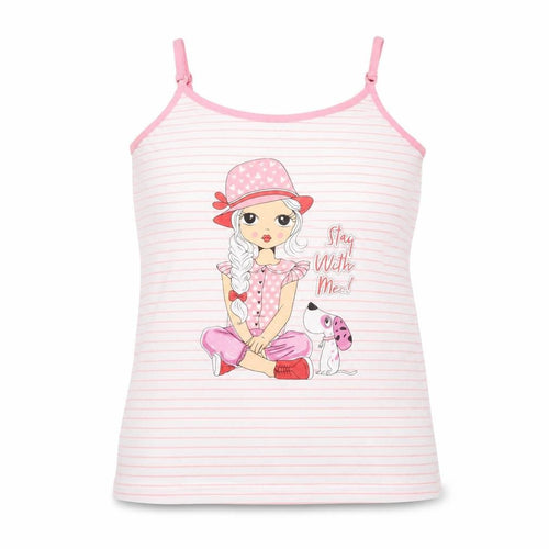 Turquesa Women Pink Striped Cami Nightshirt Cotton L