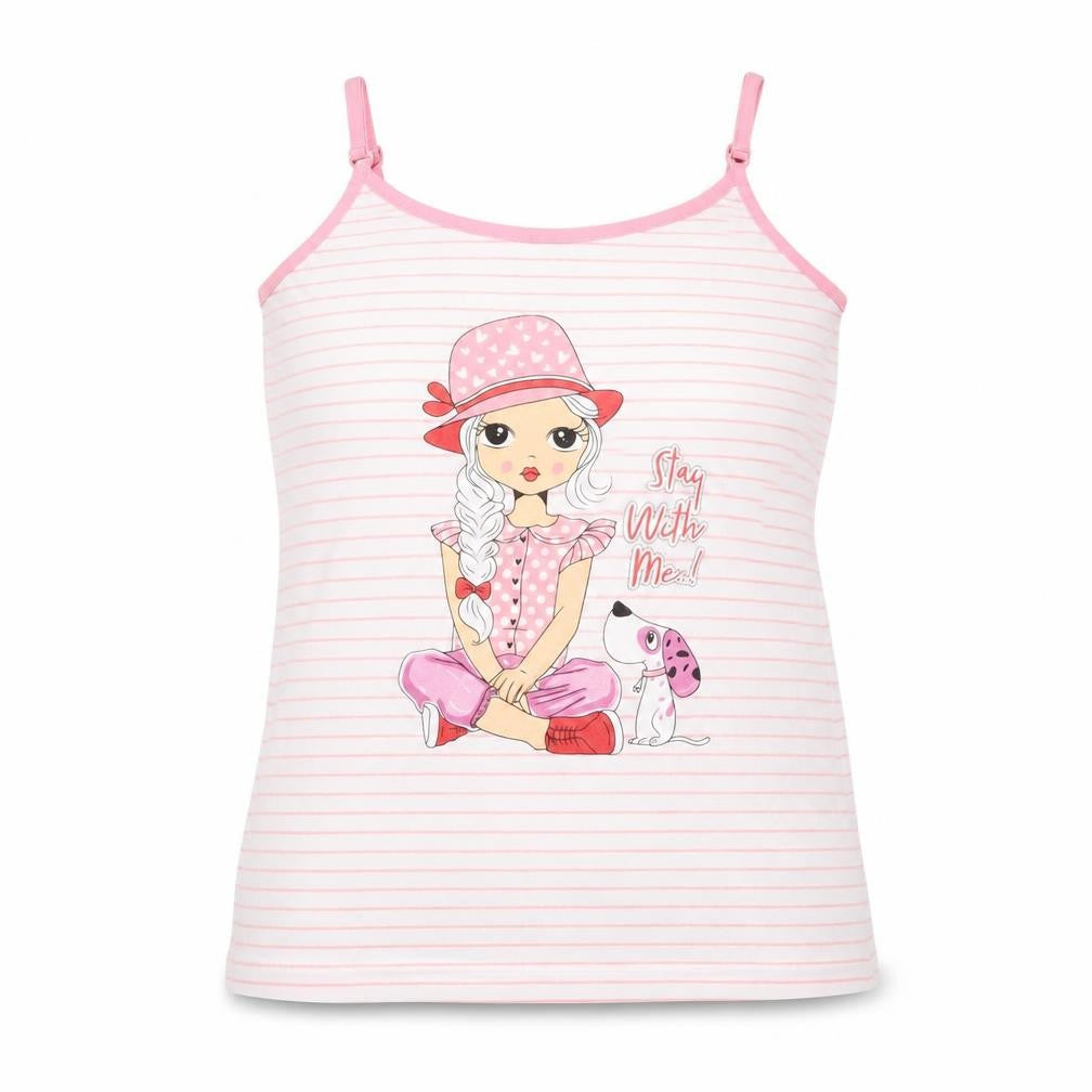 Turquesa Women Pink Striped Cami Nightshirt Cotton L