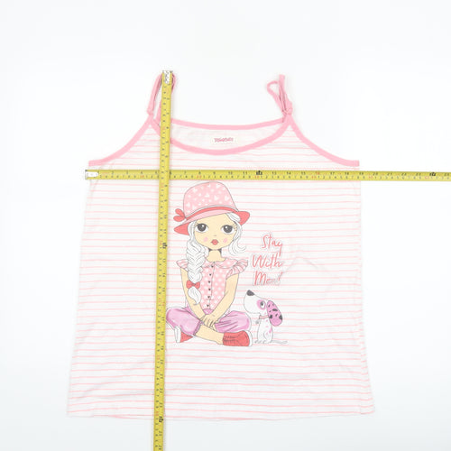 Turquesa Women Pink Striped Cami Nightshirt Cotton L
