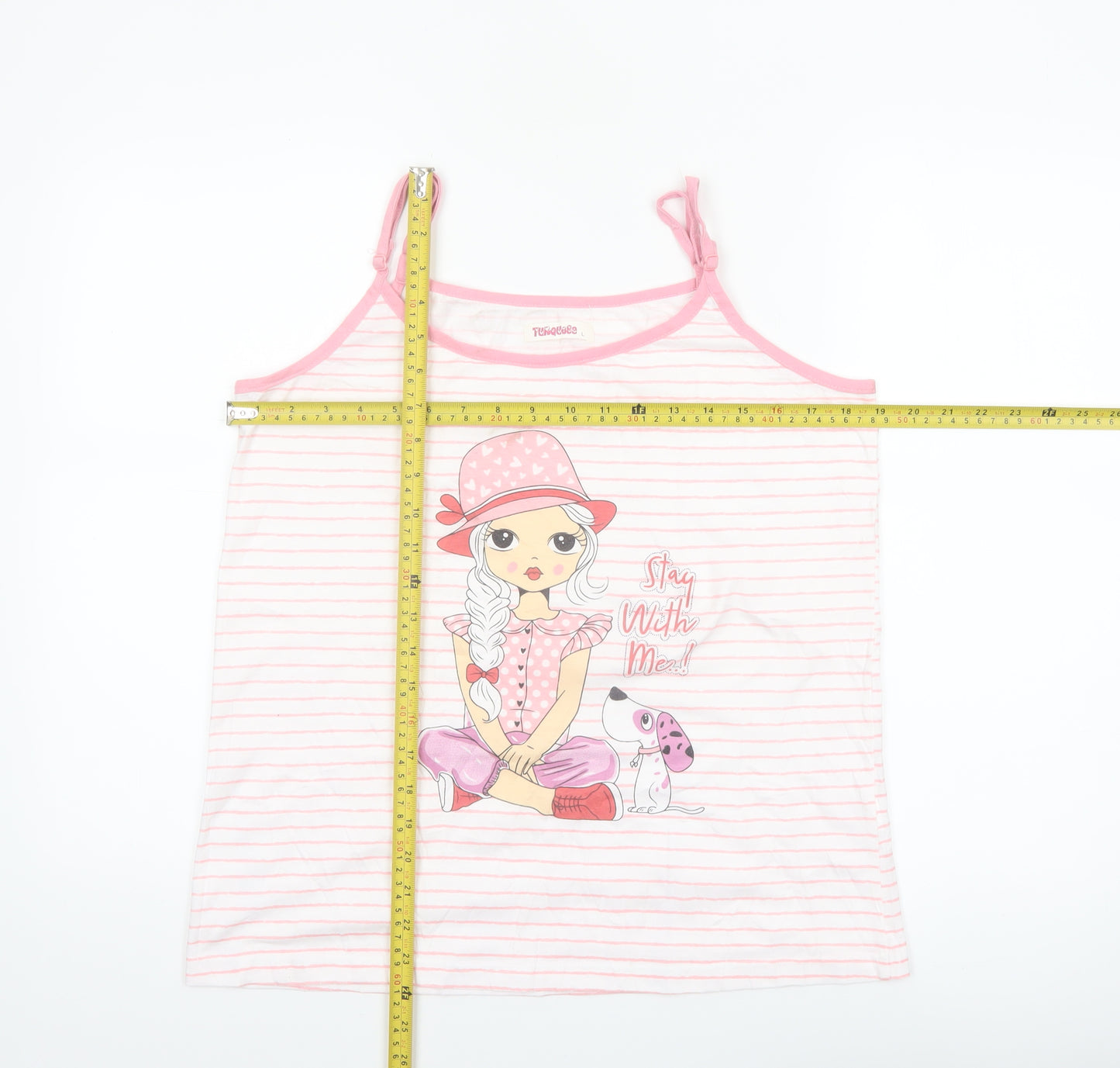 Turquesa Women Pink Striped Cami Nightshirt Cotton L