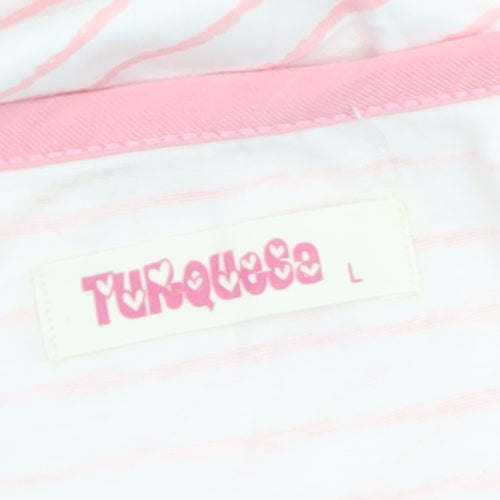 Turquesa Women Pink Striped Cami Nightshirt Cotton L