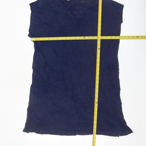 Cynthia Rowley Women's Blue Linen V-Neck Sleeveless Top Size L
